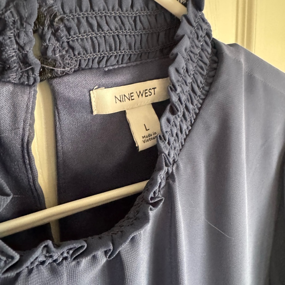 Nine West Navy Long-Sleeve Belted Dress - Picture 9 of 9